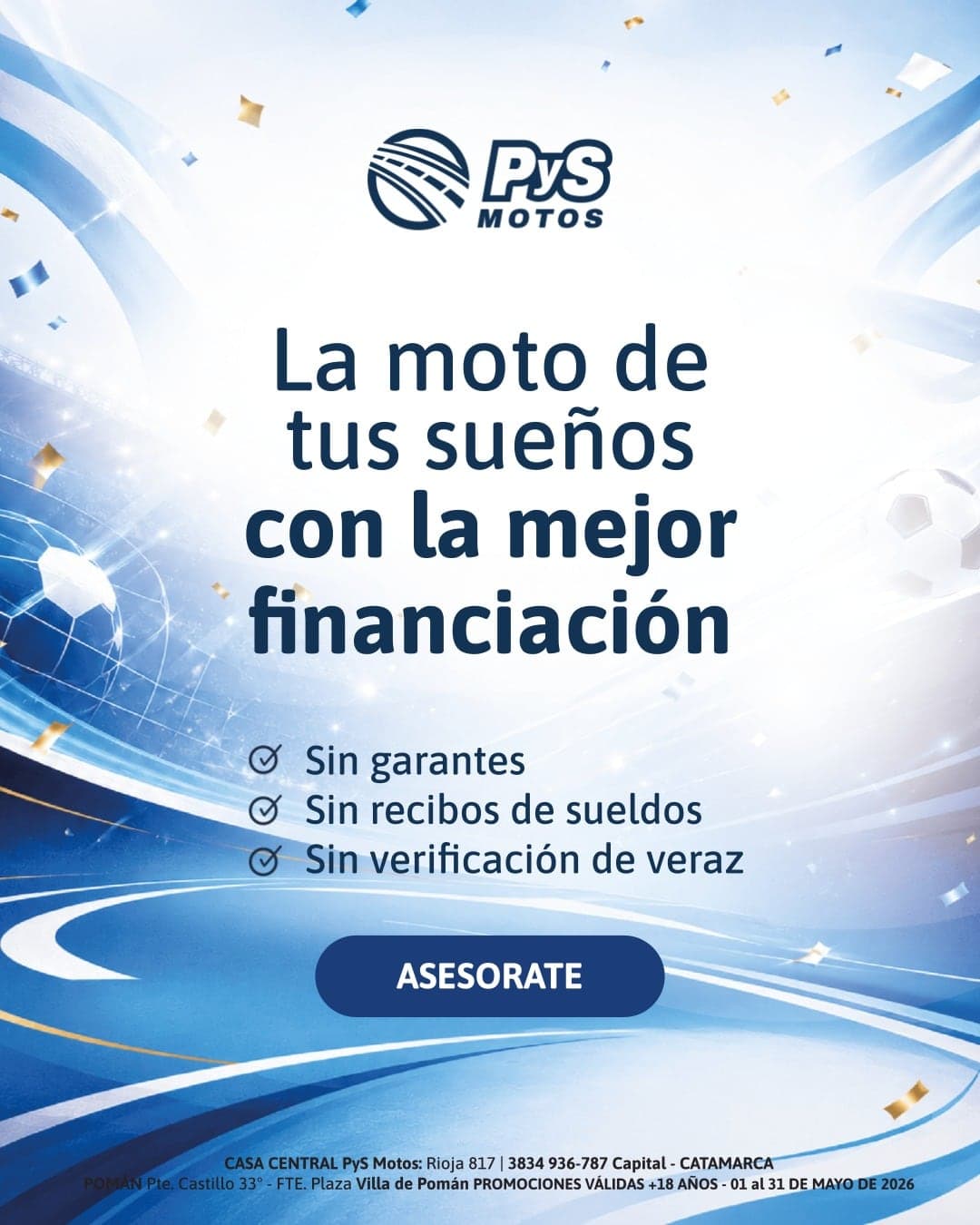 Promoción de financiación PyS Motos sin garantes ni recibos de sueldo